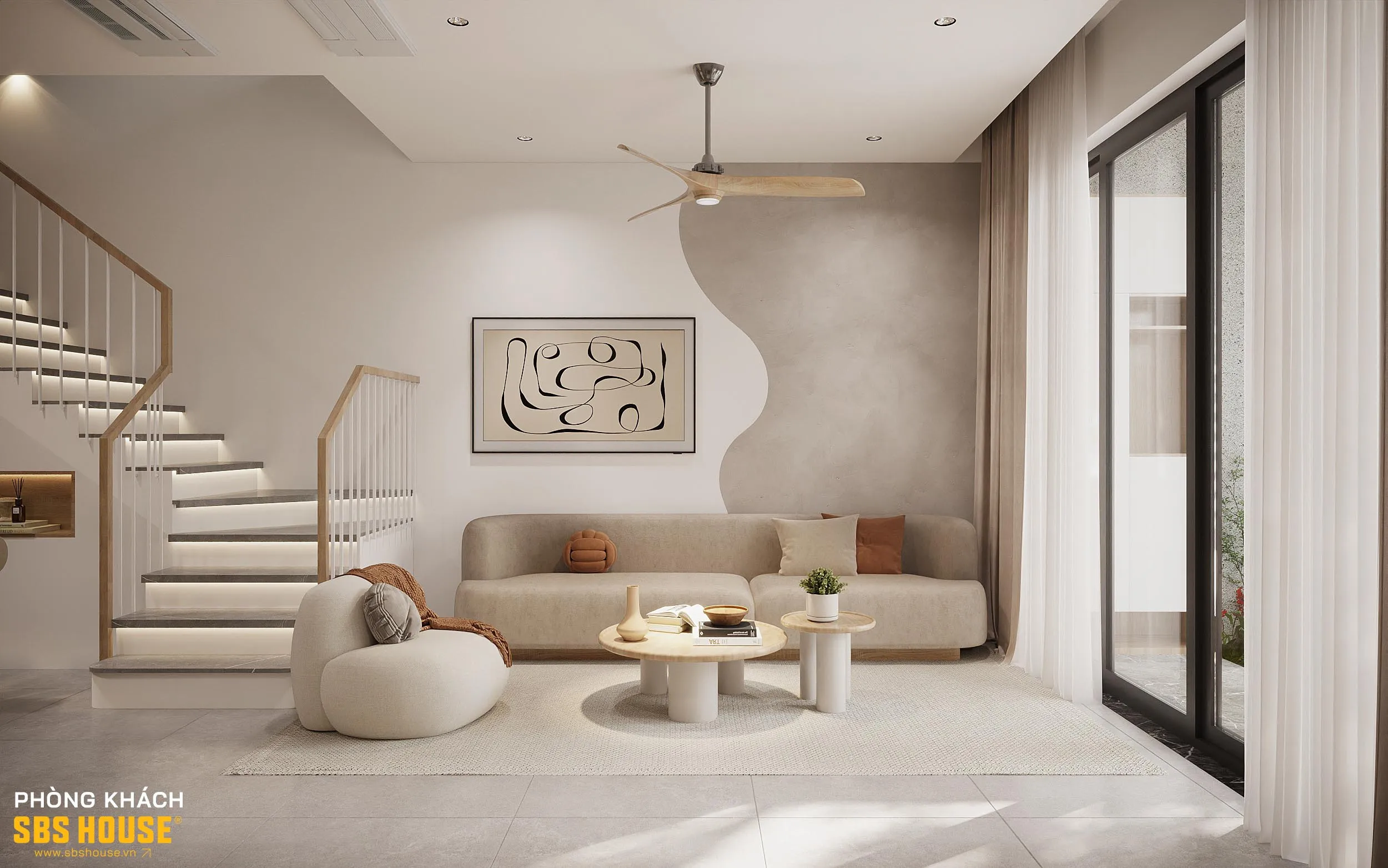Không gian sống tại Đ’s House được định hình bằng sự kết hợp hài hòa 