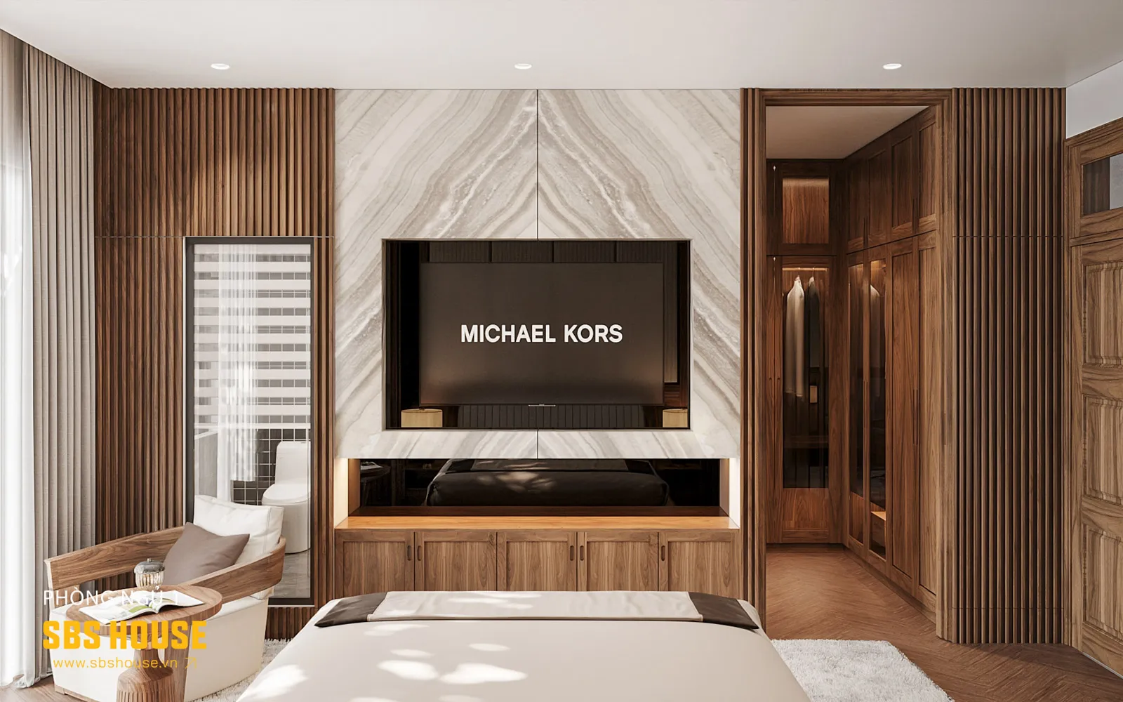 Mẫu thiết kế phòng ngủ đẹp cho nữ gỗ tự nhiên