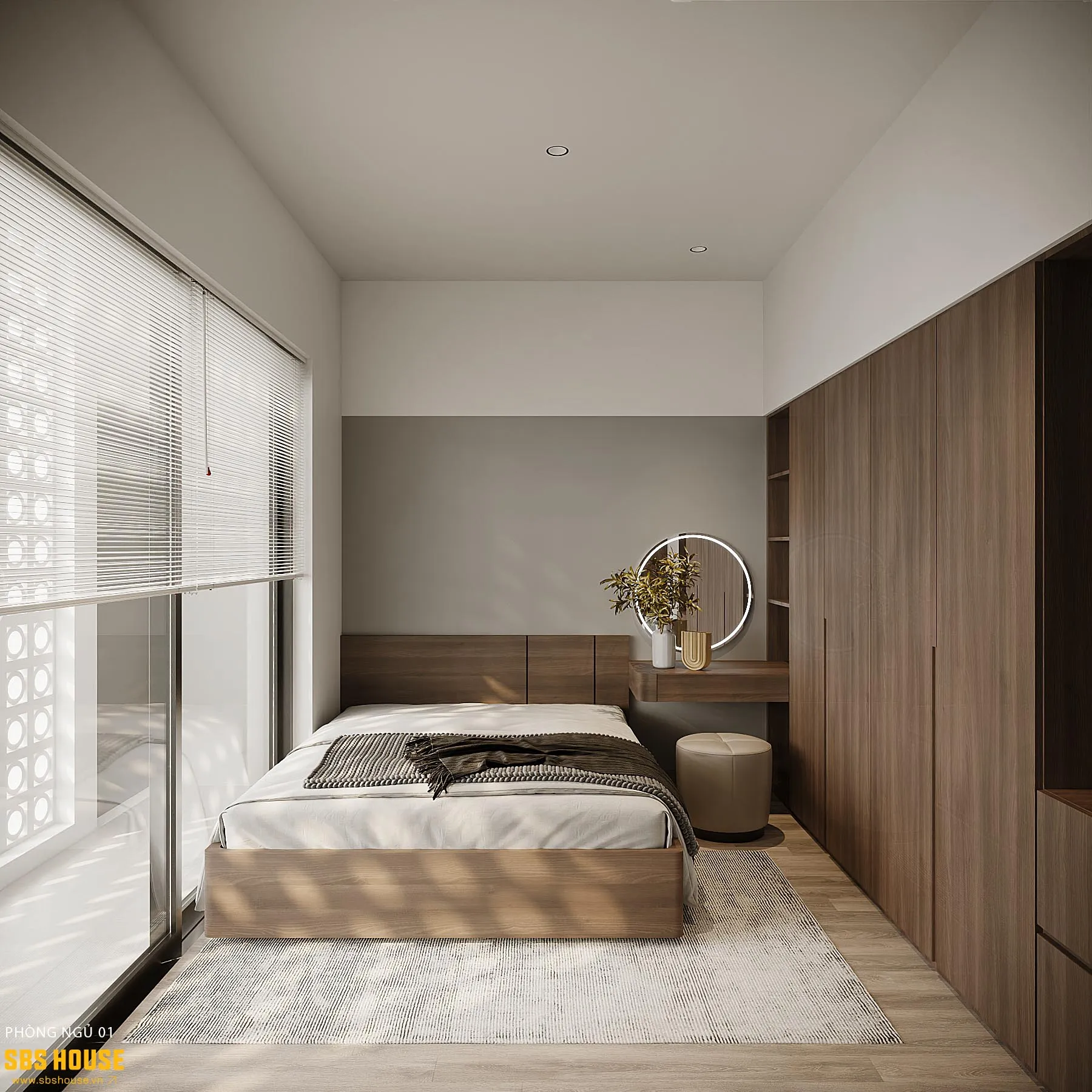 Phòng ngủ tinh giản, gần gũi với thiên nhiên