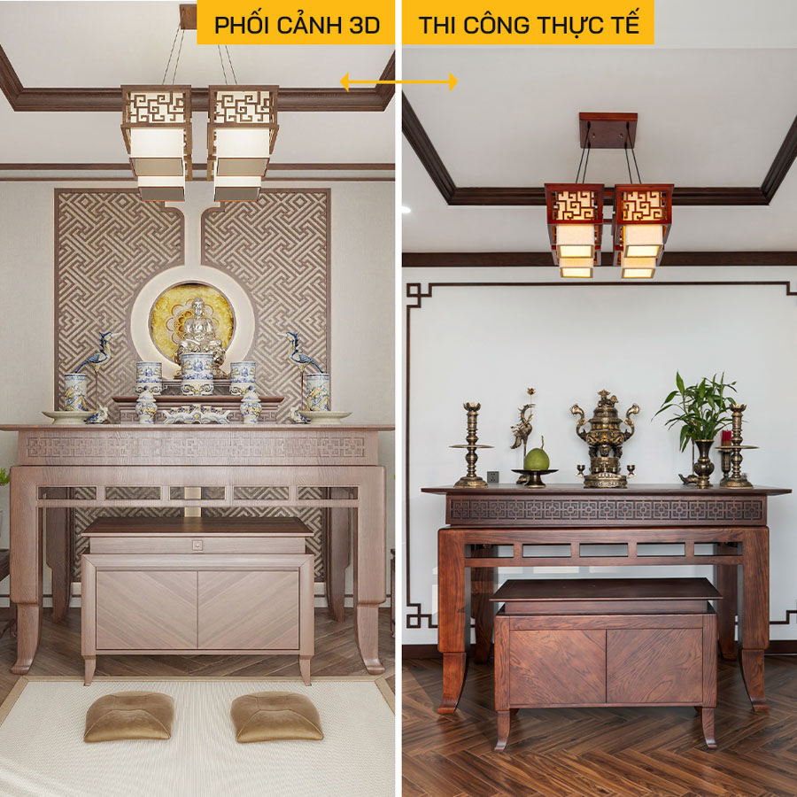 So sánh ảnh thiết kế và thực tế công trình C's House