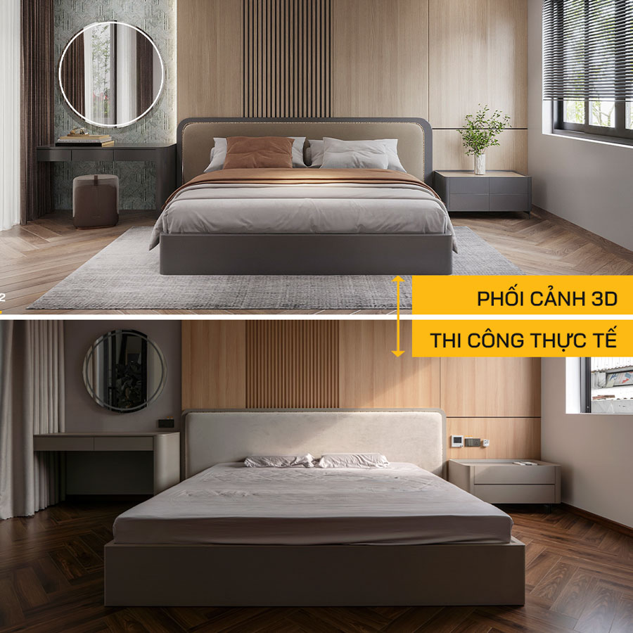 So sánh ảnh thiết kế và thực tế công trình C's House