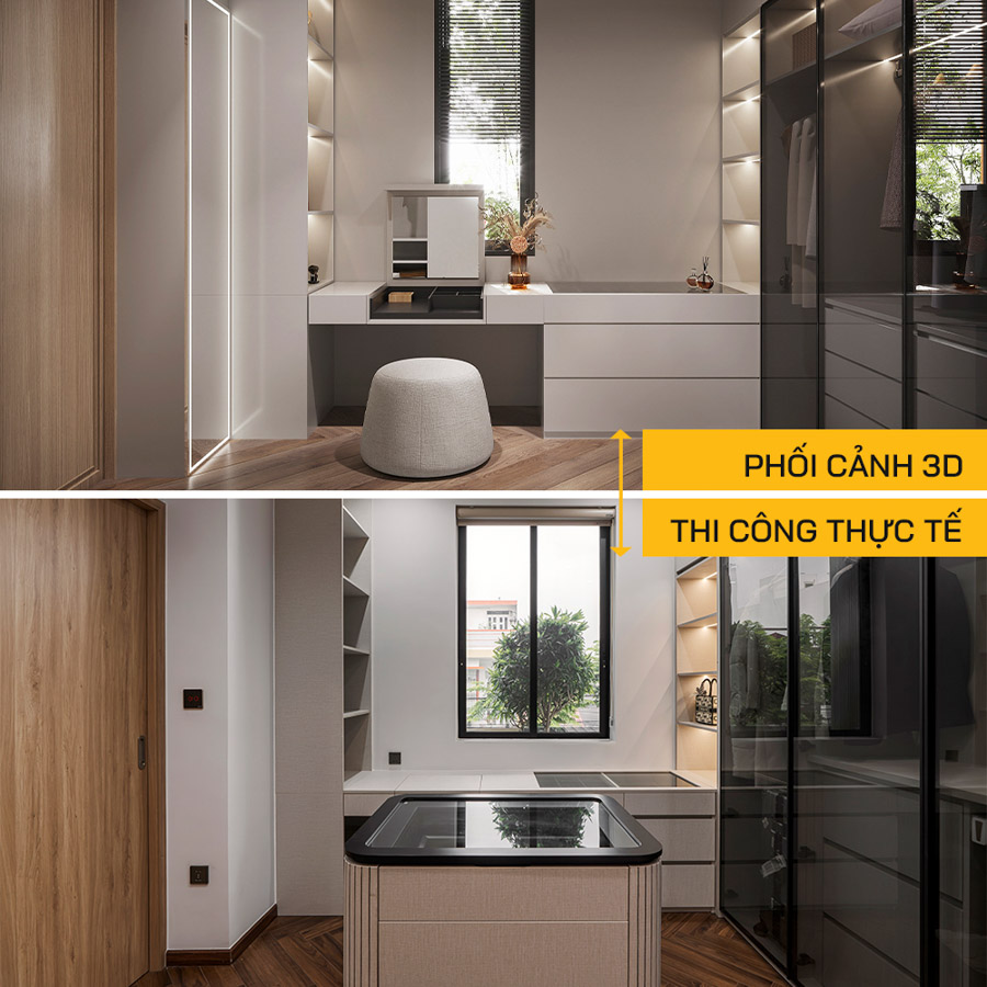 So sánh ảnh thiết kế và thực tế công trình C's House
