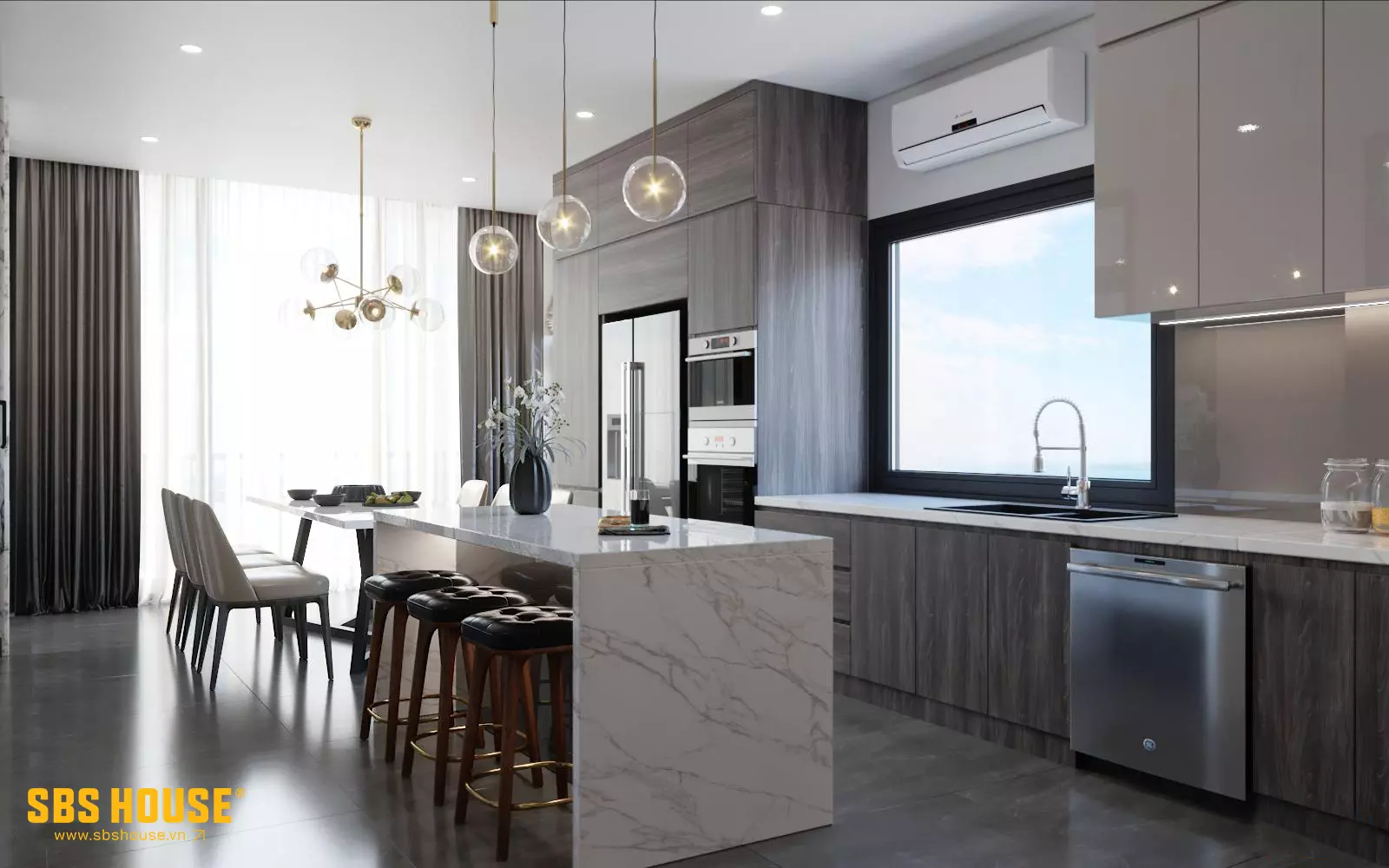 Khu vực bếp hiện đại và tiện nghi của căn hộ chung cư tại Đà Nẵng 