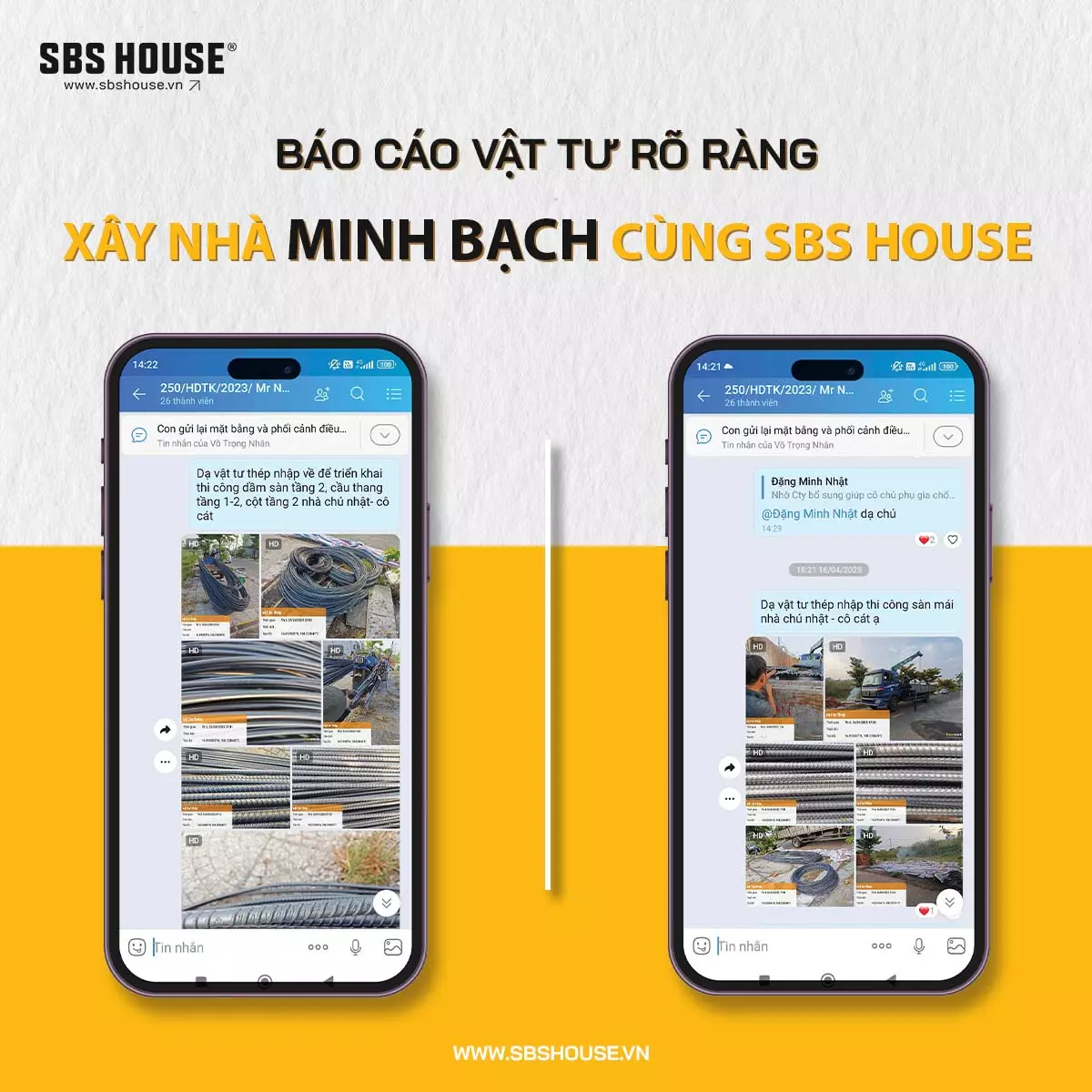 SBS luôn báo cáo vật tư rõ ràng và minh bạch