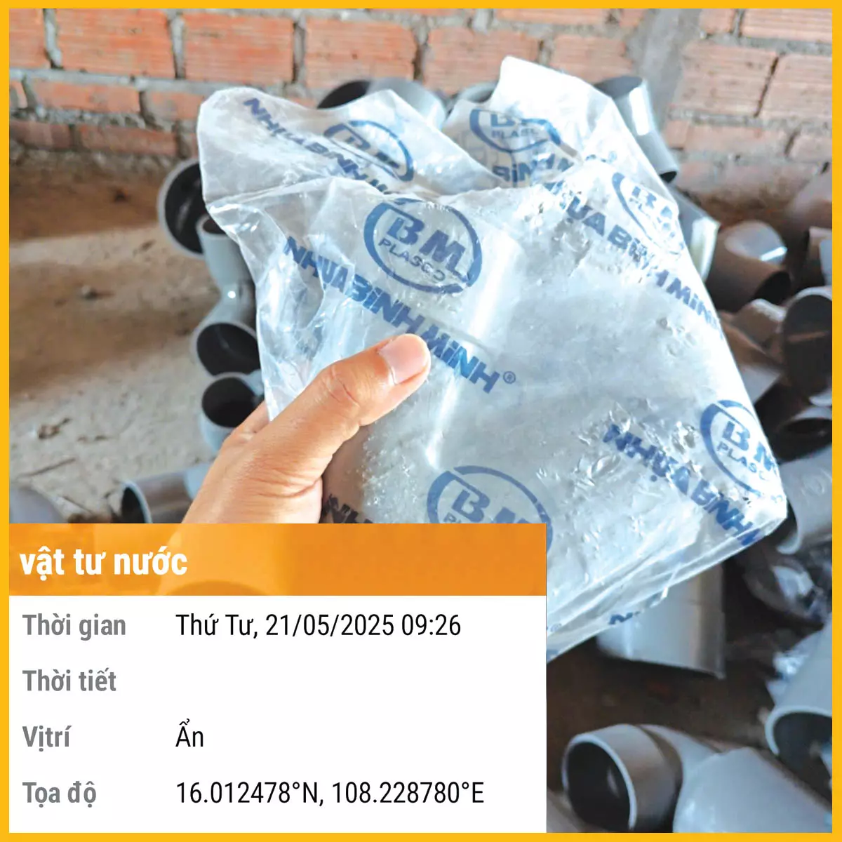 hình ảnh giám sát SBS báo cáo vật tư nước rõ ràng tại công trình