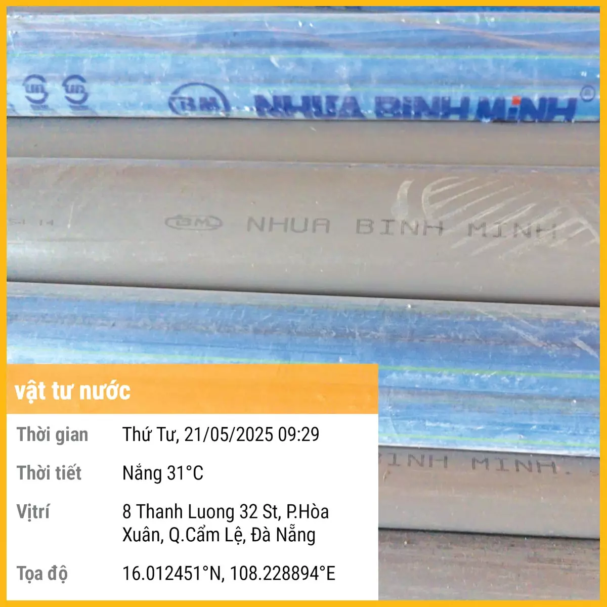 hình ảnh giám sát SBS báo cáo vật tư nước rõ ràng tại công trình