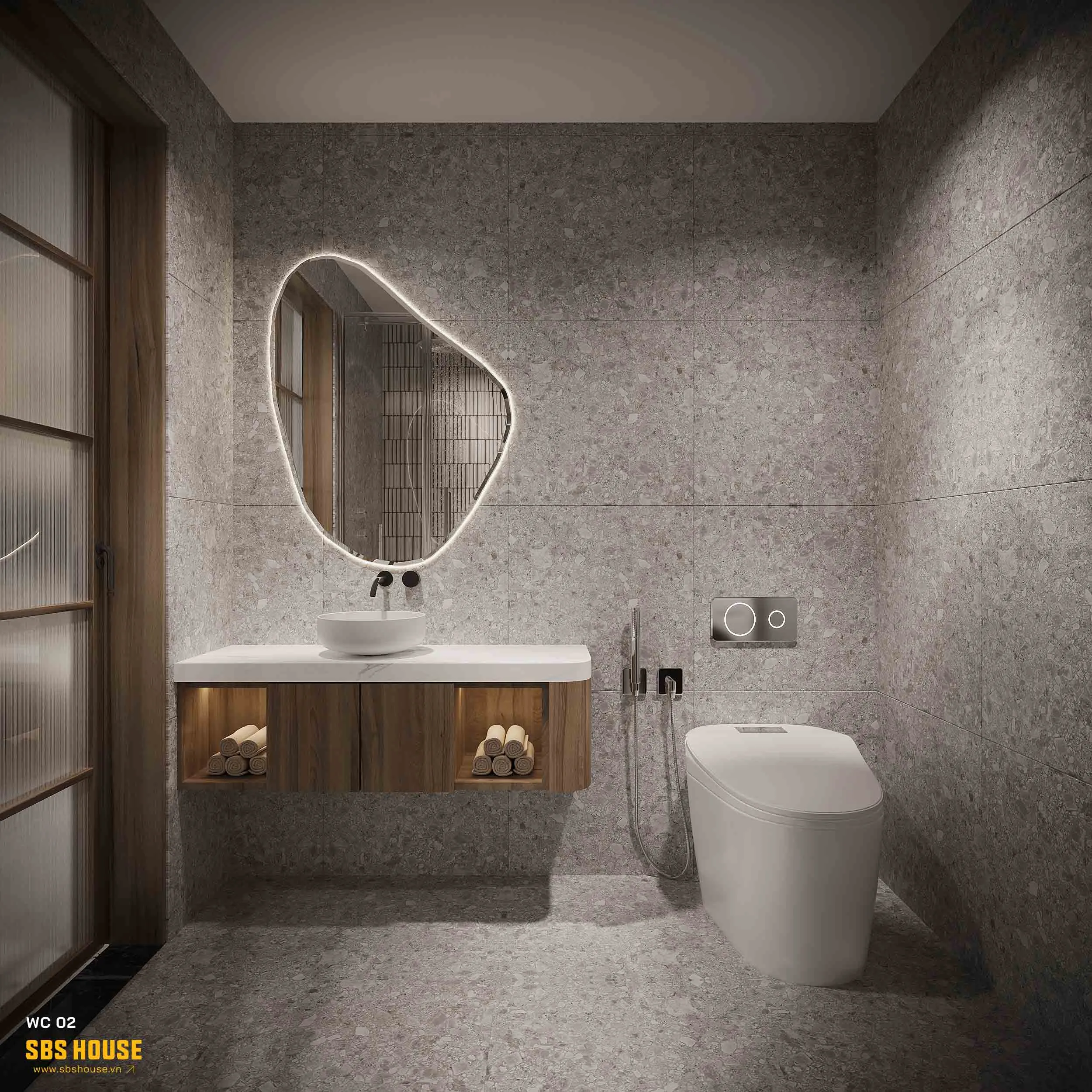 nhà vệ sinh trong căn hộ chung cư 2 phòng ngủ