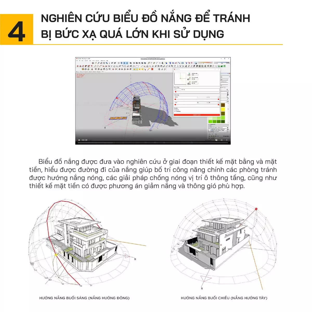 Nghiên cứu biểu đồ nắng để tránh bị bức xạ quá lớn khi sử dụng