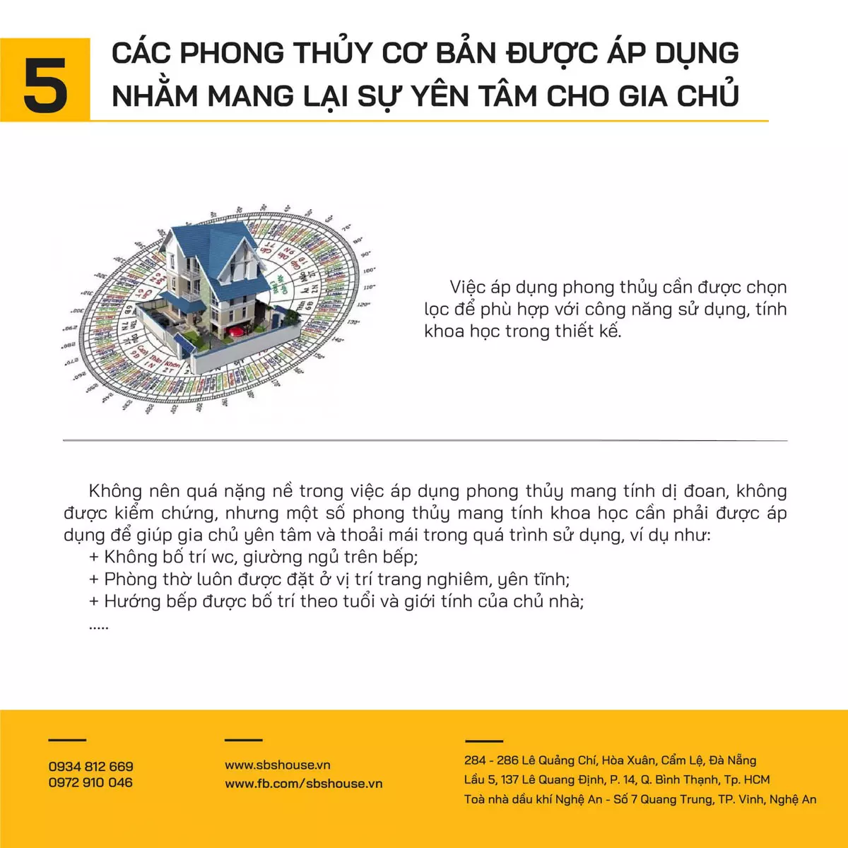 Áp dụng phong thủy cơ bản, hợp lý