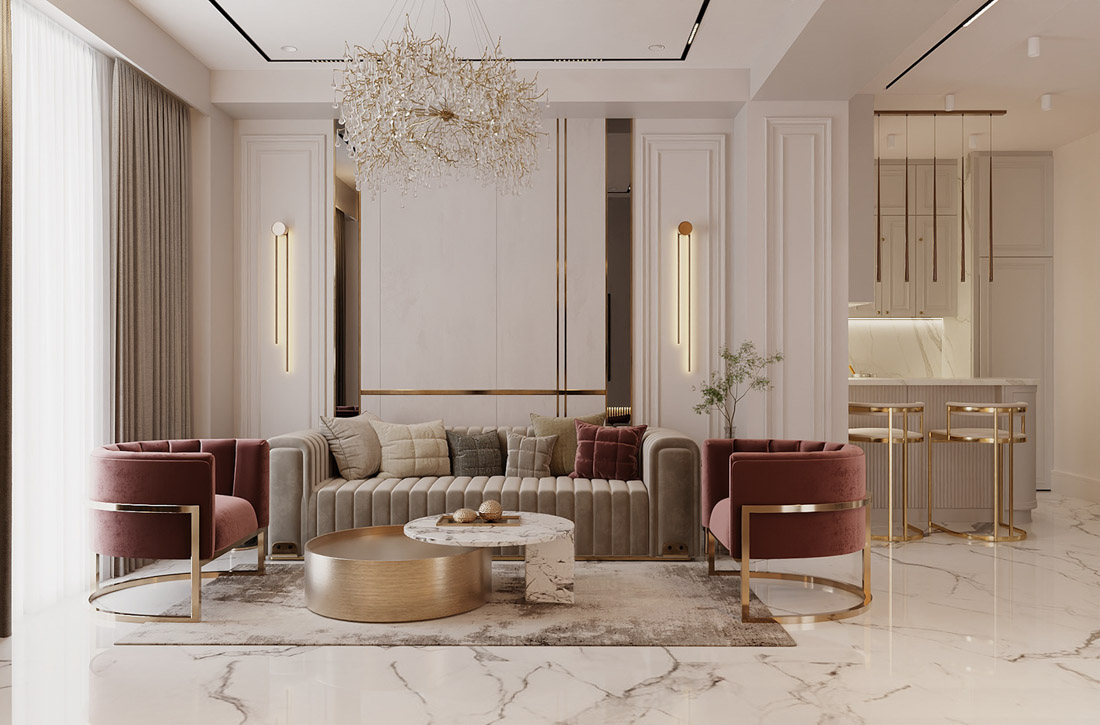 thiết kế thi công nội thất căn hộ Vista Residence phong cách tân cổ điể