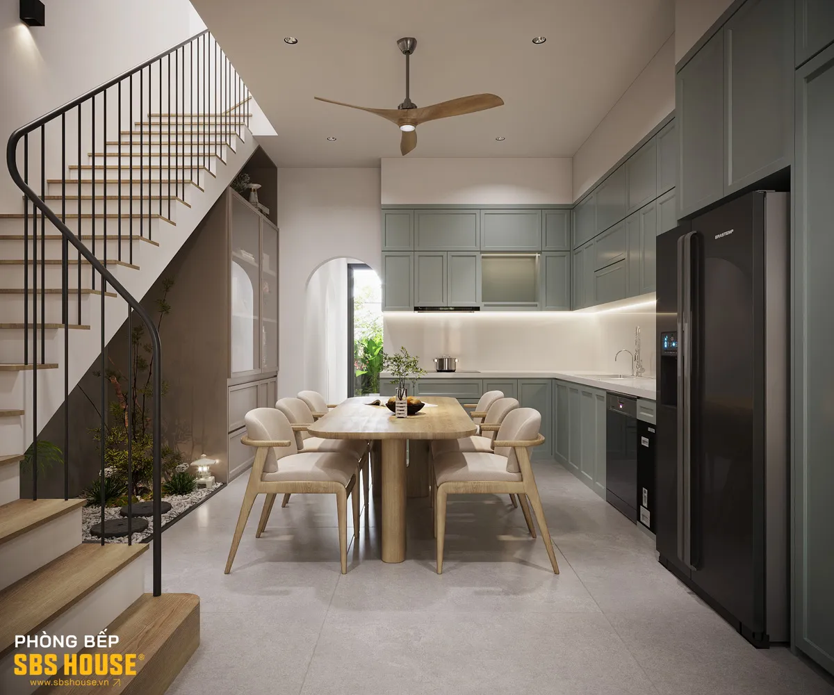 Bàn ăn hiện đại, thiết kế gọn gàng nhưng ấm cúng