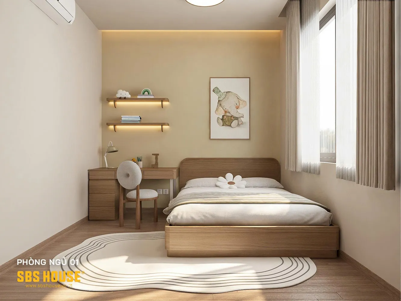 Mẫu thiết kế phòng ngủ 10m2 cho bé trai