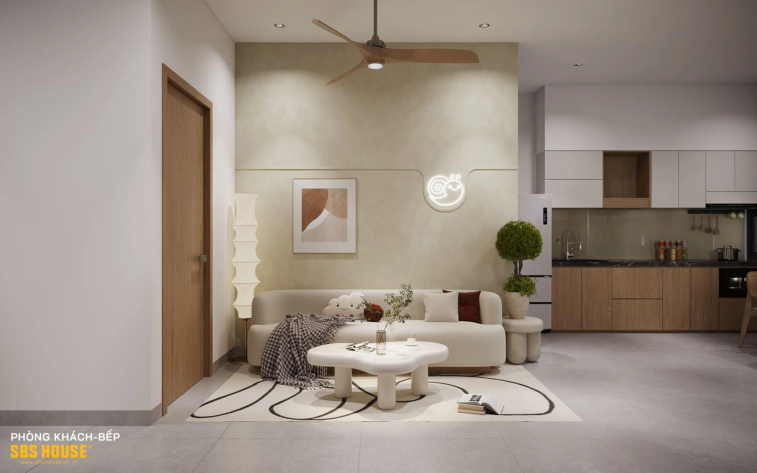 Các góc cạnh của nội thất như bàn, ghế,.. được thiết kế bo cong, tạo cảm giác mềm mại và uyển chuyển trong không gian