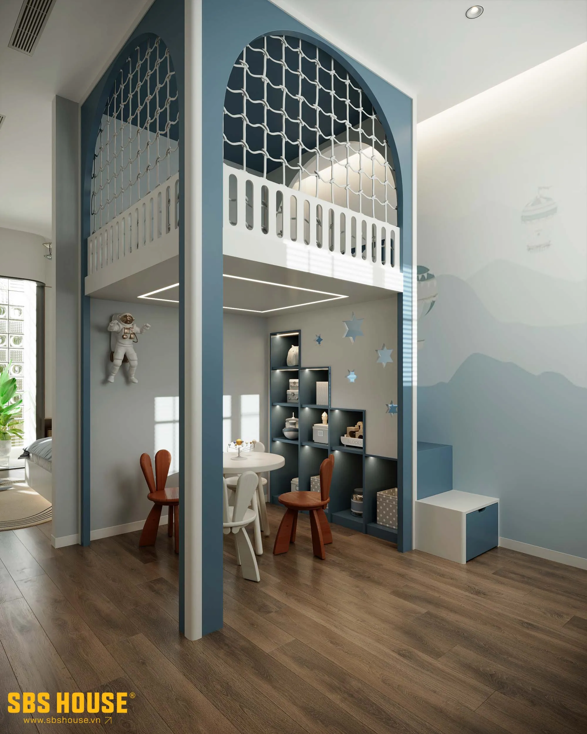 Mẫu thiết kế phòng ngủ 17m2 cho bé trai