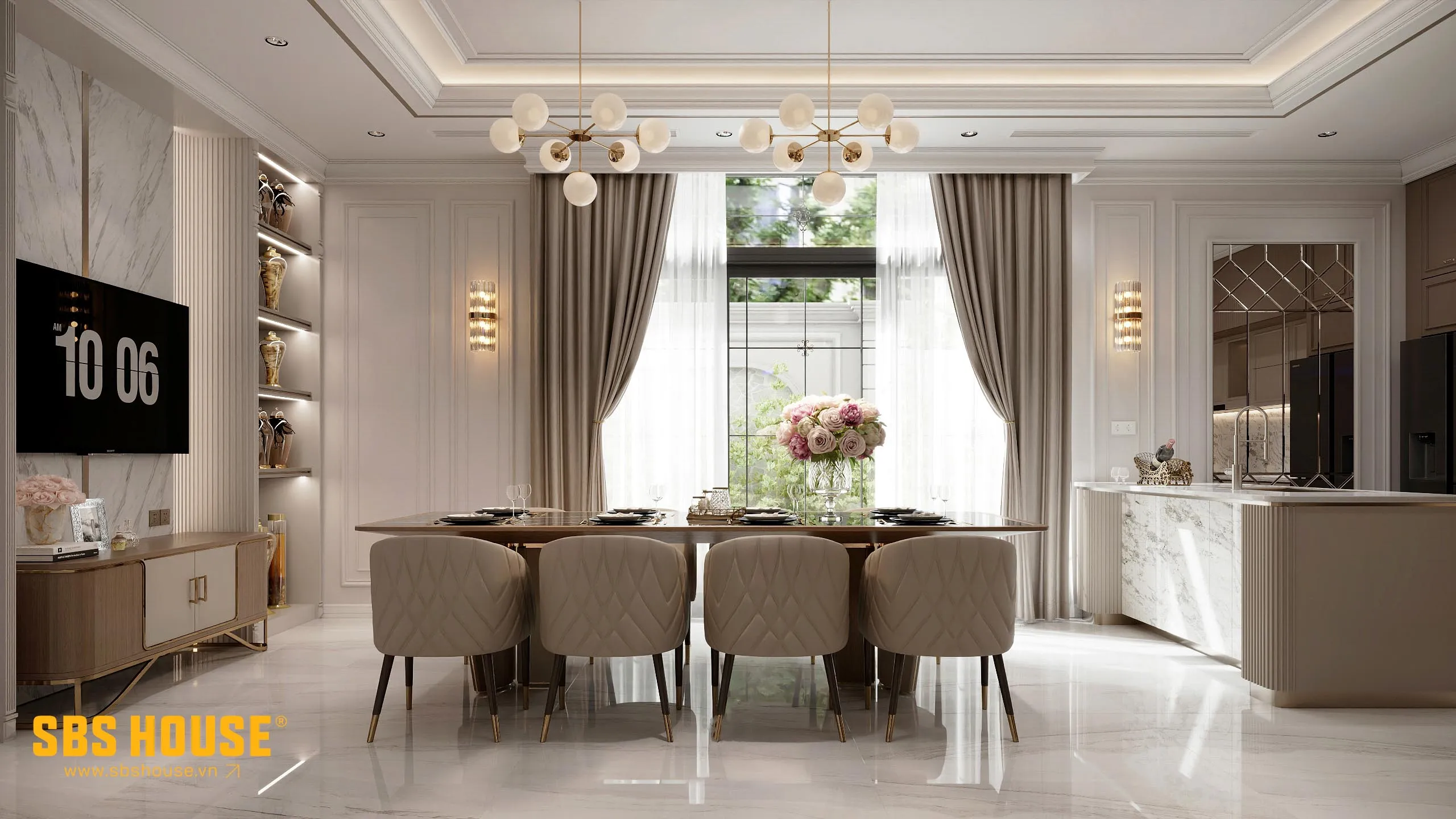 Mẫu thiết kế nội thất biệt thự Tân cổ điển tại SBS HOUSE.