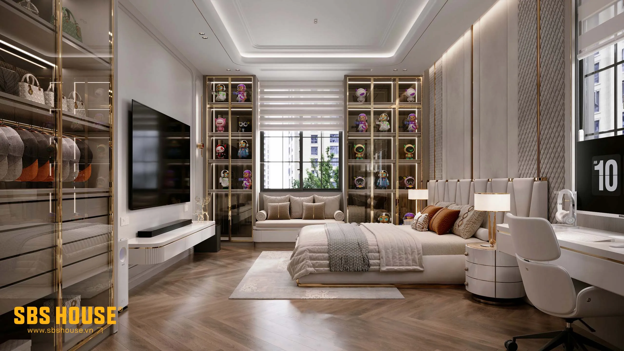 Mẫu thiết kế phòng ngủ đẹp cho nữ phong cách tân cổ điển