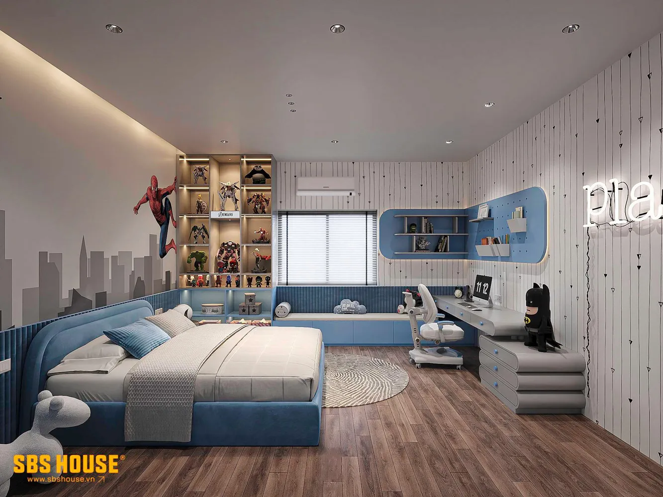 Mẫu thiết kế phòng ngủ 17m2 cho bé trai