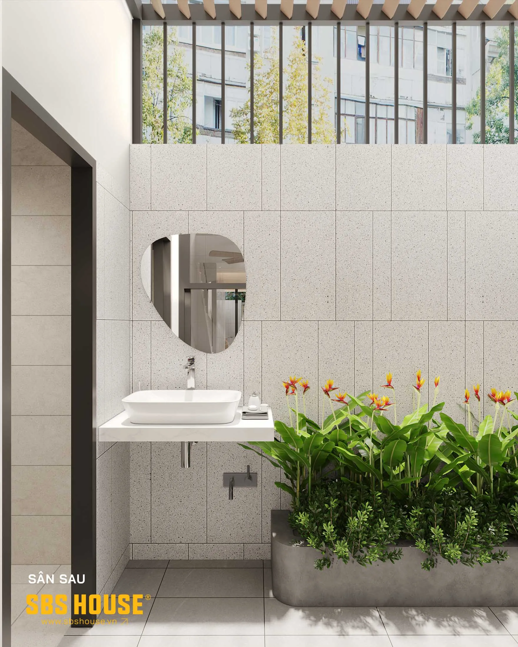 WC tầng 1 bố trí gọn gàng, thuận tiện cho sinh hoạt hằng ngày.