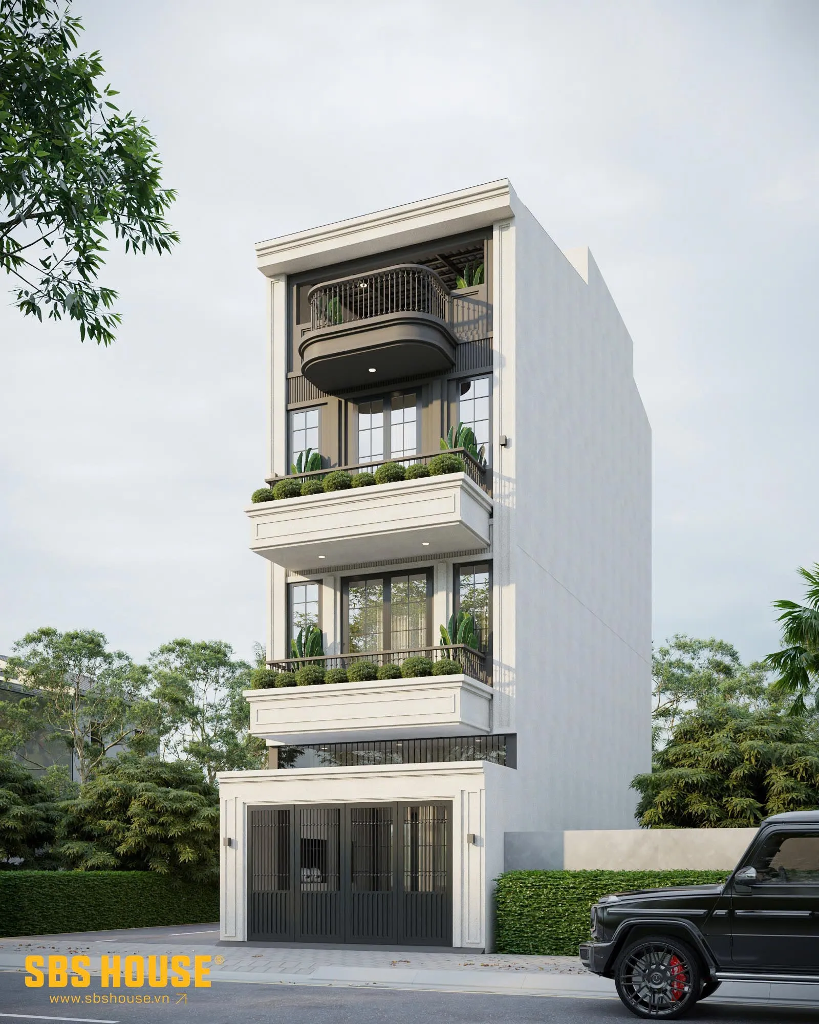 Tỷ lệ hình khối chuẩn mực của phong cách Neo Classic giúp mặt tiền T’s House mang vẻ đẹp sang trọng, thanh lịch giữa không gian thơ mộng của Đà Lạt.