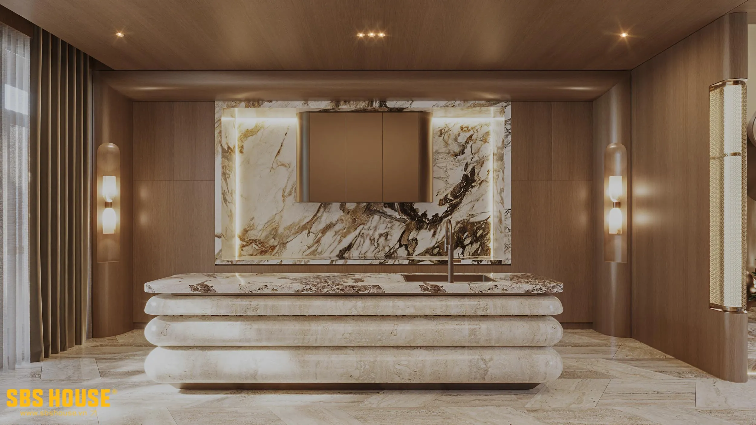 Đá granite tự nhiên với vân mây nhẹ tạo chiều sâu thị giác vừa đủ, tinh tế và bền vững.