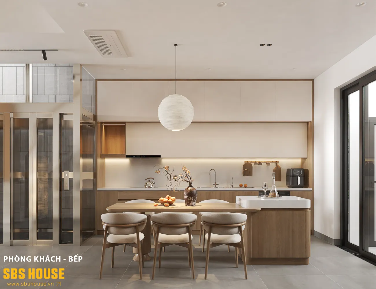 Sự đơn giản trong đường nét và nội thất giúp phòng bếp luôn sạch sẽ, tinh tế và dễ sử dụng.